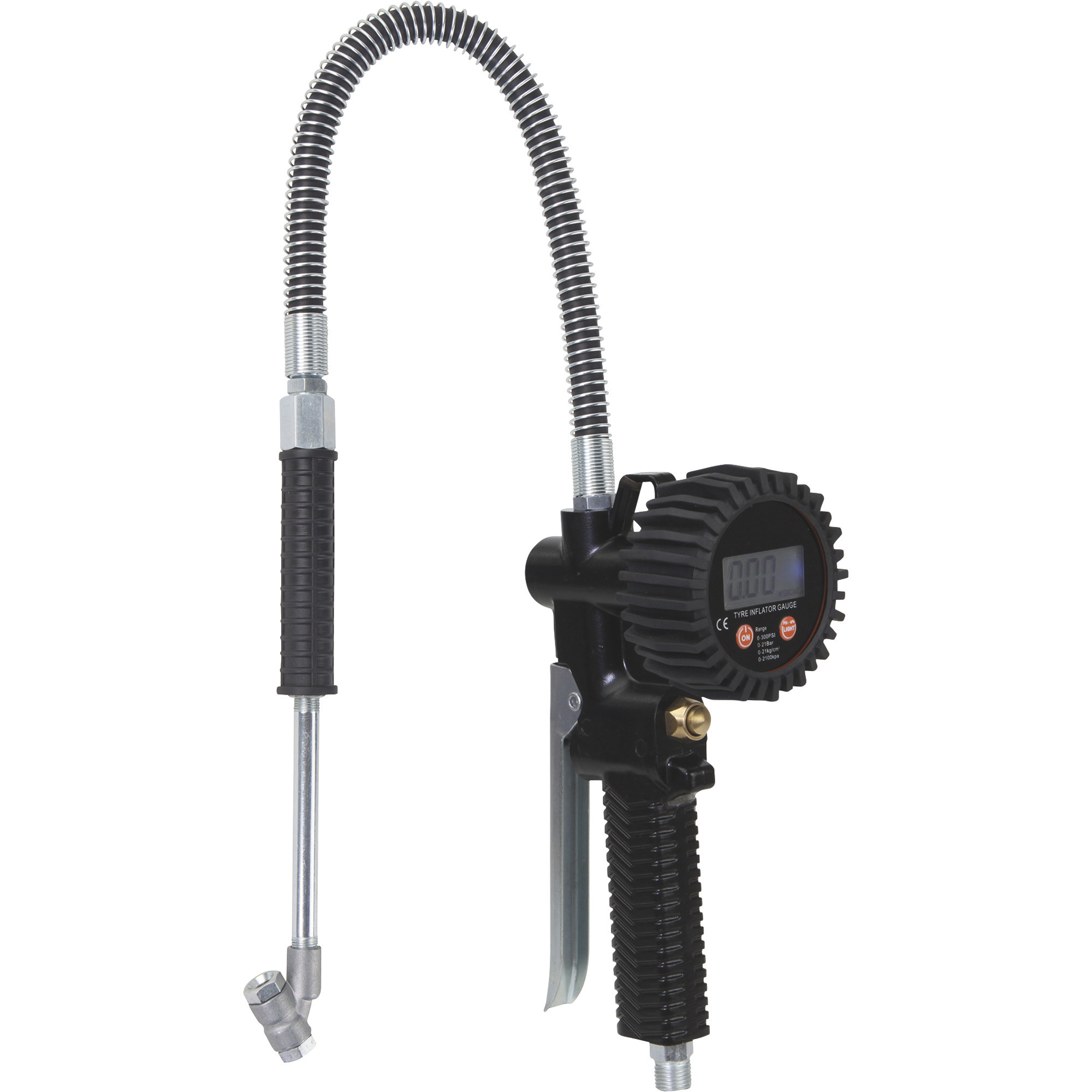 Klutch Digital Truck Tire Inflator Gauge, 0–300 PSI